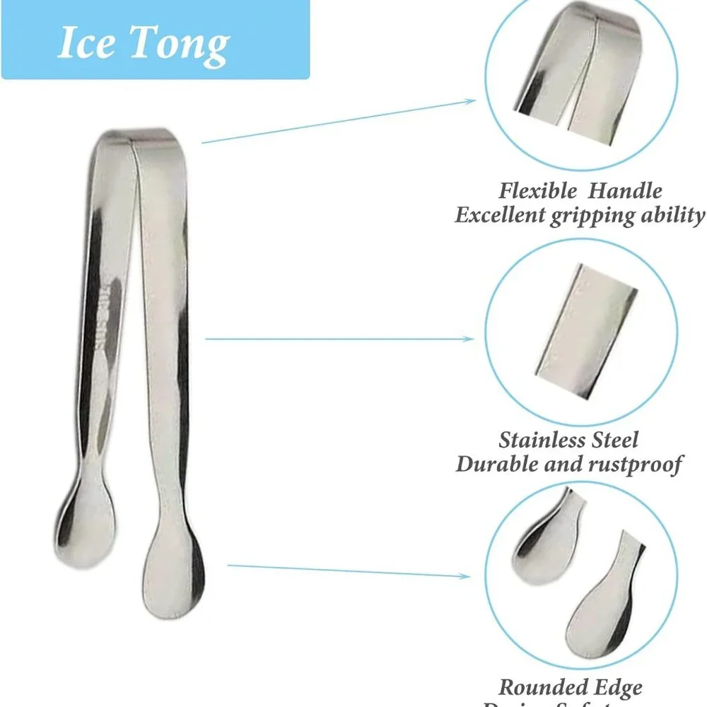 6PCS Ice Tongs Mini Sugar Tongs 4.25Inch Stainless Steel Small Serving Tong, Tin - Picture 4 of 7